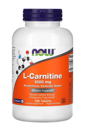 NOW L-Carnitine (L-карнитин) 1000 мг 100 таблеток