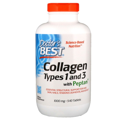 Doctor's Best Collagen Types 1 & 3 with Vitamin C (Коллаген тип 1 и 3 Vitamin C) 1000 мг 540 таблеток