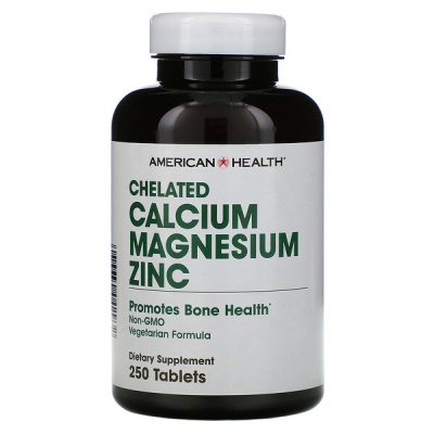 American Health Chelated Calcium Magnesium Zinc (Хелатный кальций магний цинк) 250 таблеток