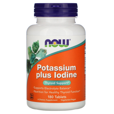 NOW Potassium Plus Iodine (Калий Плюс Йод) 180 таблеток