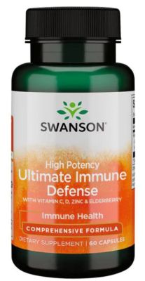 Swanson High Potency Ultimate Immune Defense with C, D, Zinc & Elderberry (высокоэффективная защита иммунной системы с витаминами C, D, цинком и бузиной) 60 капсул