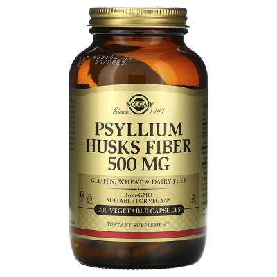 Solgar Psyllium Husks Fiber (Клетчатка из шелухи семян подорожника) 500 мг 200 капсул.