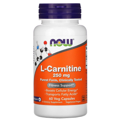 NOW L-Carnitine (L-карнитин) 250 мг 60 капсул