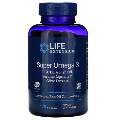 Life Extension Super Omega-3 EPA/DHA Fish Oil Sesame Lignans & Olive Extract 120 капсул