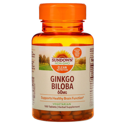 Sundown Naturals Ginkgo Biloba (Гинкго билоба) 60 мг 100 таблеток