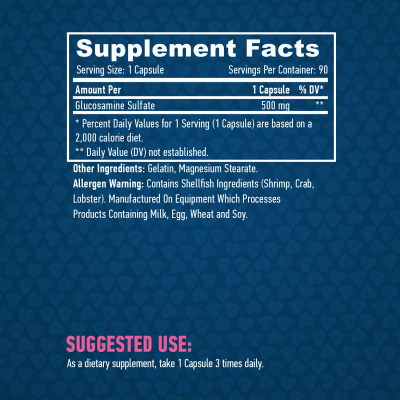 Haya Labs Glucosamine Sulfate (Глюкозамин Сульфат) 500 мг 90 капсул