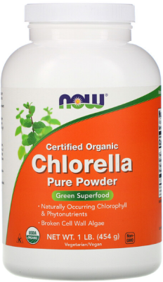 NOW Certified Organic Chlorella Pure Powder (Сертифицированная органическая хлорелла чистый порошок) 454 г