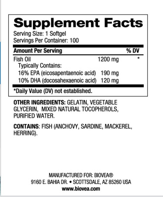 Biovea Omega-3 (Омега-3) 1200 мг 100 капсул