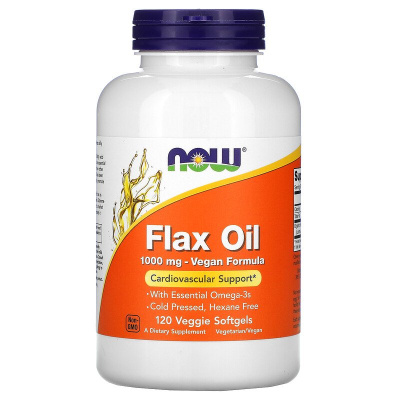 NOW Organic Flax Oil 1000 мг 120 капсул