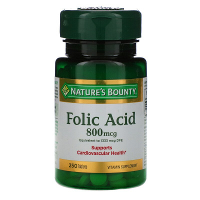 Nature's Bounty Folic Acid (фолиевая кислота) 800 мкг 250 таблеток