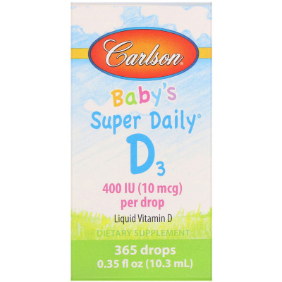 Carlson Labs Baby's Super Daily D3 (витамин D3 для детей) 10 мкг (400 МЕ) 10,3 мл