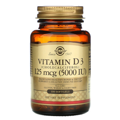 Solgar Vitamin D-3 (cholecalciferol) 125 мкг 5000 IU 100 капсул.