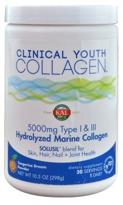KAL Clinical Youth Collagen Type I & III Fine Powder (Коллаген типов l и lll) мандарин 5000 мг 298 гр, срок годности 02/24