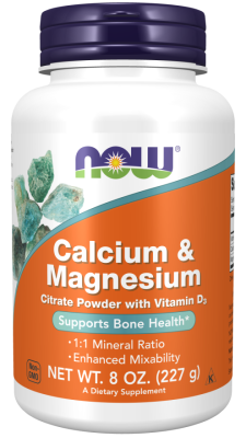 NOW Calcium & Magnesium Powder (Порошок кальция и магния) 227 гр