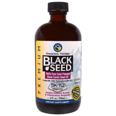 Amazing Herbs Black Seed 100% Pure Cold-Pressed Black Cumin Seed Oil (на 100% чистое семя черного тмина холодного отжима) 240 мл