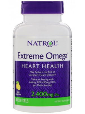 Natrol Extreme Omega (Омега-3) со вкусом лимона 2400 мг 60 капсул