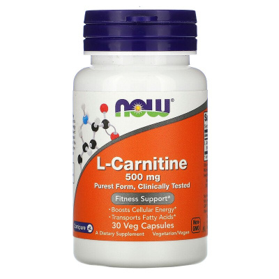 NOW Carnitine 500 мг 30 вег. капсул