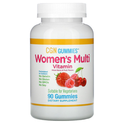 California Gold Nutrition Women`s Multi Vitamin (мультивитамины для женщин без желатина и глютена) ягодно-фруктовый вкус 90 жевательных конфет
