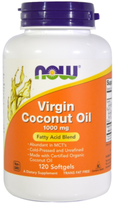 NOW Virgin Coconut Oil (Органическое кокосовое масло холодного отжима) 1000 мг 120 капсул