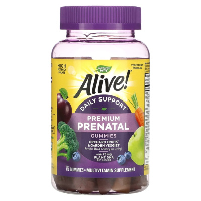 Nature's Way Alive! Daily Support Premium Prenatal (Витамины для беременных) 75 жевательных таблеток