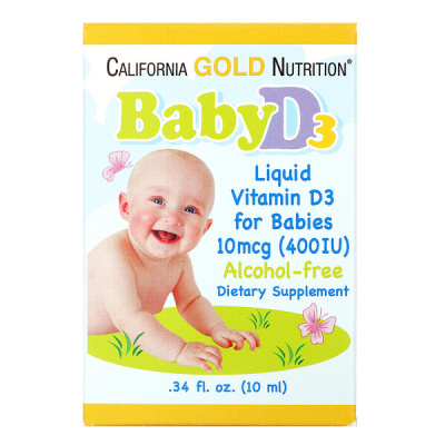 California Gold Nutrition Liquid Vitamin D3 for Babies (Витамин D3 в каплях для детей) 400 МЕ 10 мл