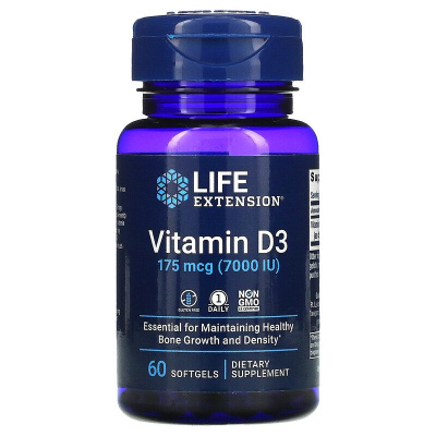 Life Extension Vitamin D3 (витамин D3) 175 мкг 7000 МЕ 60 капсул