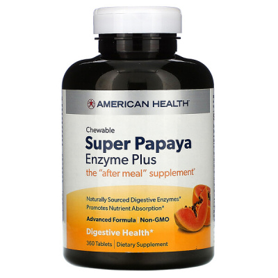 American Health Super Papaya Enzymes Plus (Супер ферменты папайи плюс) 360 жевательных таблеток