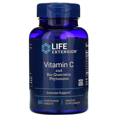 Life Extension Vitamin C and Bio-Quercetin Phytosome (Витамин C с фитосомами биокверцетина) 60 таблеток, срок годности 12/2023