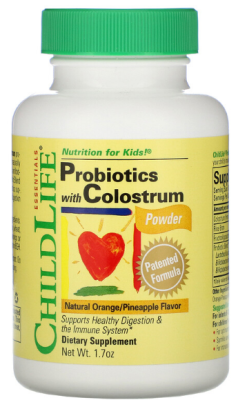 ChildLife Probiotics with Colostrum (Пробиотики с молозивом) в порошке вкус натурального апельсина и ананаса 48 г