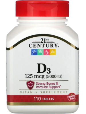 21st Century Vitamin D3 125 мкг (5000 МЕ) 110 таблеток