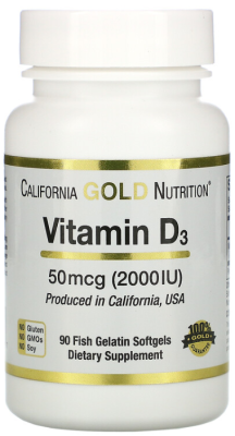California Gold Nutrition Vitamin D-3 (витамин D-3) 2000 IU 90 капсул