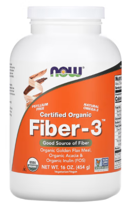 NOW Fiber-3 Certified Organic (Органические пищевые волокна) 454 г