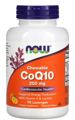 NOW Chewable CoQ10 with vitamin E & lecithin 200 мг 90 пастилок