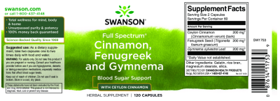 Swanson Cinnamon Fenugreek and Gymnema 120 капсул