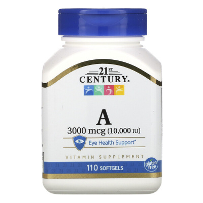 21st Century Vitamin A 3000 мкг (10 000 МЕ) 110 капсул