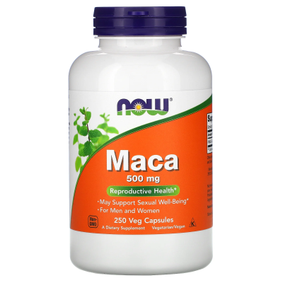 NOW Maca 100% Органическая Сырая 500 мг 250 капсул