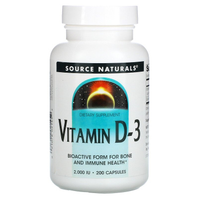 Source Naturals Vitamin D-3 (Витамин D-3) 2000 МЕ 200 мягких таблеток