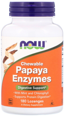 Now Foods Chewable Papaya Enzymes (Жевательные ферменты папайи) 180 пастилок