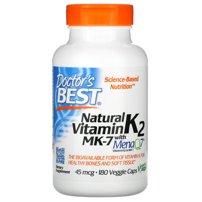 Doctor's Best Natural Vitamin K2 MK-7 MenaQ7 (Натуральный витамин K2 MK-7 с MenaQ7) 45 мкг 180 капсул