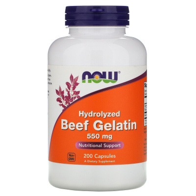 Now Foods Hydrolyzed Beef Gelatin (Гидролизованный говяжий желатин) 550 мг 200 капсул