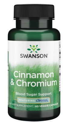 Swanson Cinnamon & Chromium - Featuring Chromax 60 вег капсул, срок годности 01/2024