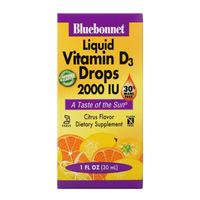 Bluebonnet Nutrition Liquid Vitamin D3 Drops (Жидкий витамин D3 в каплях) с натуральным цитрусовым вкусом 2000 МЕ 30 мл