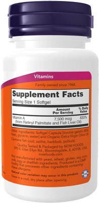 NOW Vitamin A (Витамин А) 25000 МЕ 100 капсул