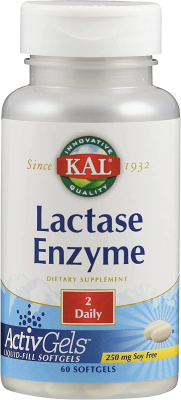 KAL Lactase ActivGels (Фермент лактазы) 250 мг 60 капсул, 04/24