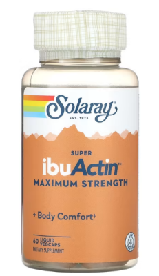 Solaray Super IbuActin Maximum Strength 60 жидких вег капсул, срок годности 10/2024