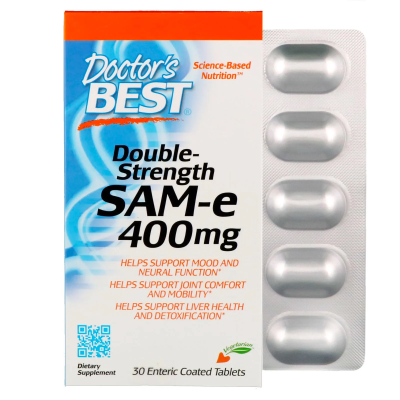 Doctor's Best SAM-e двойная сила, 400 мг 30 таблеток покрытых кишечнорастворимой оболочкой