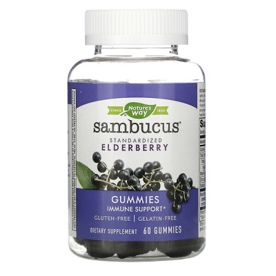 Nature's Way Sambucus Standardized Elderberry (стандартизированный экстракт бузины) 60 жевательных таблеток