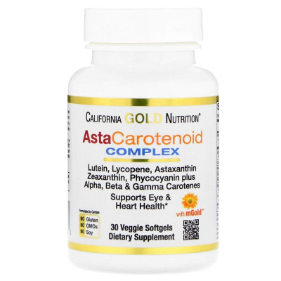 California Gold Nutrition AstaCarotenoid (комплекс с лютеином, ликопином и астаксантином) 30 softgel