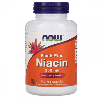 дубль NOW Niacin Flus Free (Ниацин не вызывающий покраснений) 250 мг 180 вег капсул