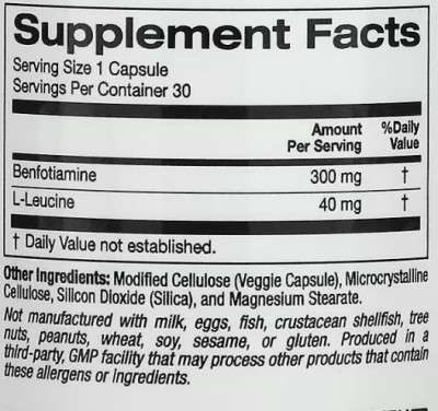 Lake Avenue Nutrition Benfotiamine (Бенфотиамин) 300 мг 30 капсул